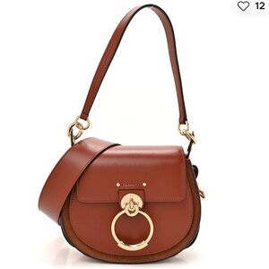 Chloe Brown Leather Tess Shoulder Bag (small) with crossbody shoulder strap